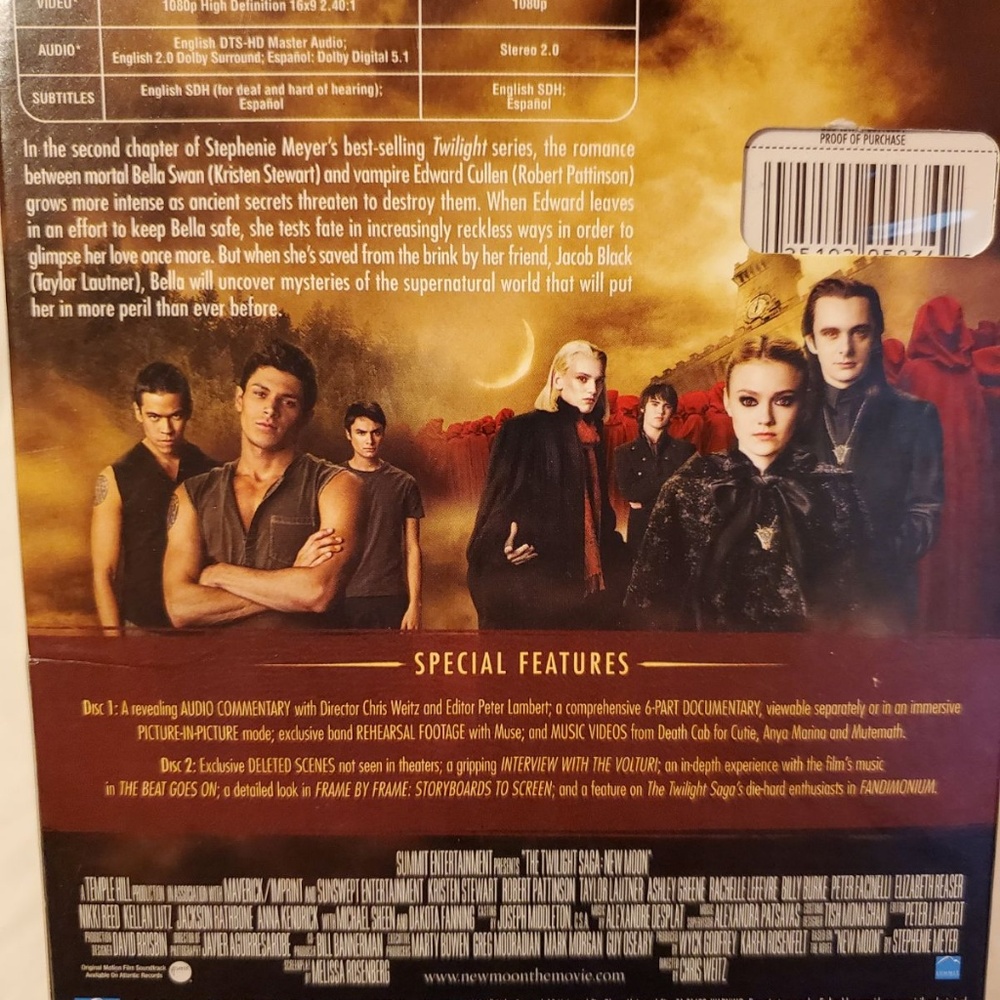 *NWOT* *BLU-RAY* Twilight Saga New Moon - Picture 2 of 3